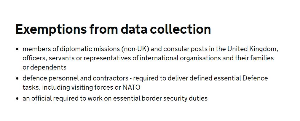 список кому не нужно заполнять Contact locator form О ком не собирается информация - исключения из правил для приезжающих в Великобританию