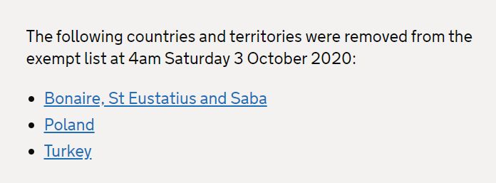 Бонэйр, Синт-Эстатиус и Саба, Турция и Польша исключены из списка стран-исключений