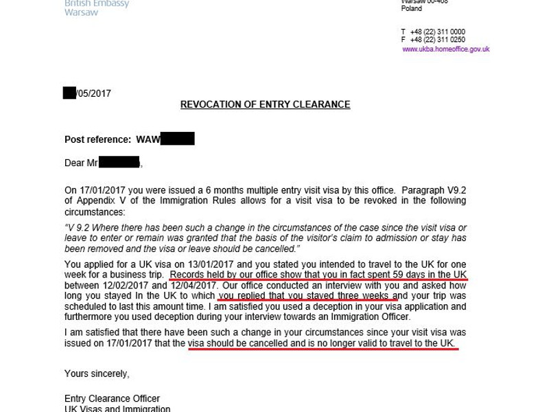 Нарушение сроков пребывания в Англии